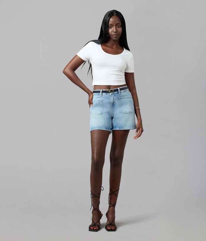 LIANA-WB High Rise Classic Denim Shorts