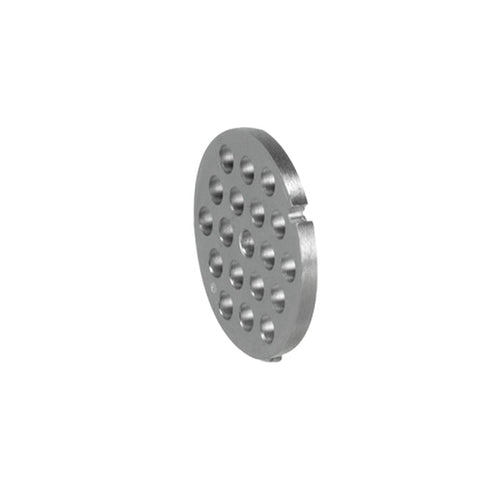 Die Unold Lochscheibe 7 mm für FLEISCHWOLF 78131 ist eine runde Metallplatte mit mehreren gleichmäßig verteilten Löchern, abgebildet auf weißem Hintergrund – ideal als Ersatzteil für Ihren Fleischwolf.