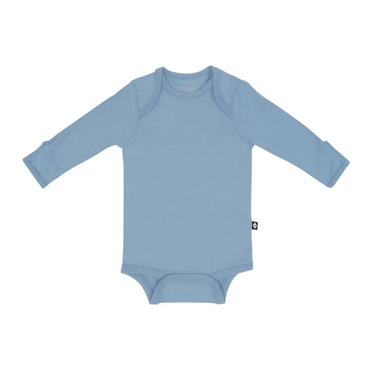Flat lay of Kyte Baby Long Sleeve Bodysuit in Slate
