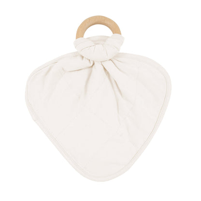 Flipped over flat lay of Lovey in Oat with Removable Wooden Teething