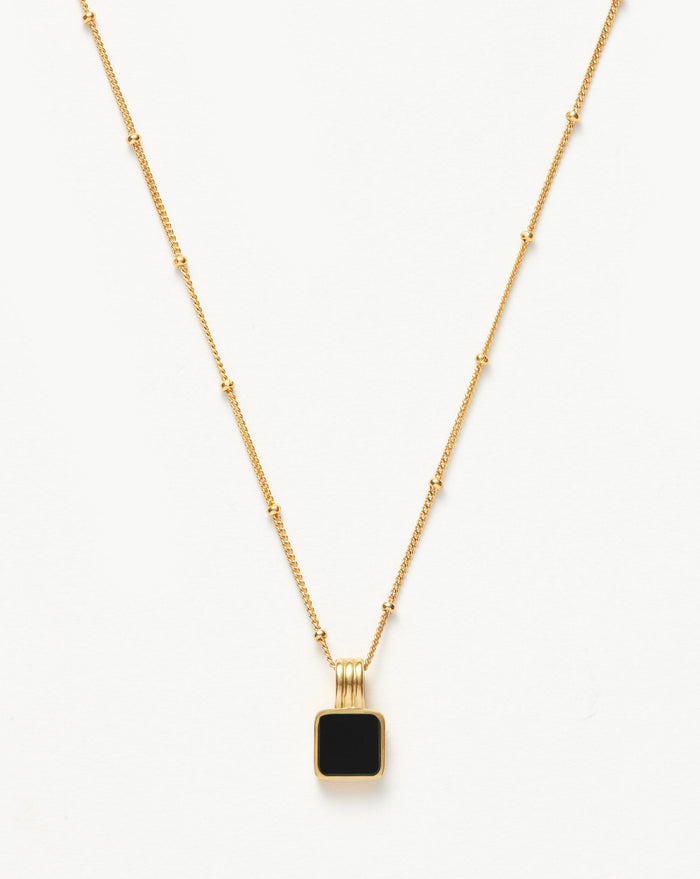 Lucy Williams Square Onyx Gemstone Necklace | 18ct Gold Plated Vermeil/Black Onyx Necklaces Missoma