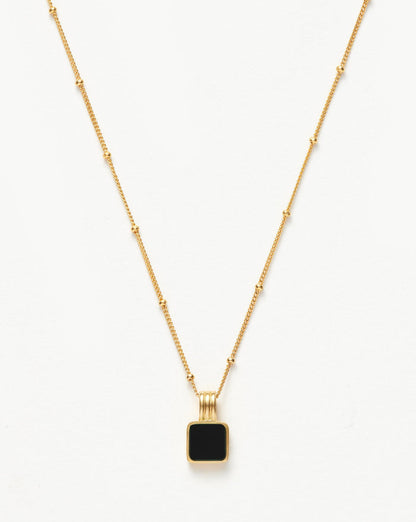 Lucy Williams Square Onyx Gemstone Necklace | 18ct Gold Plated Vermeil/Black Onyx Necklaces Missoma
