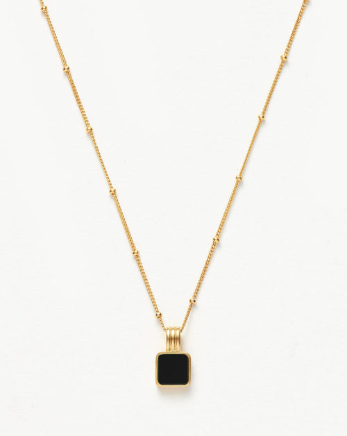 Lucy Williams Square Onyx Gemstone Necklace | 18ct Gold Plated Vermeil/Black Onyx Necklaces Missoma