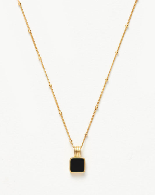 Lucy Williams Square Onyx Gemstone Necklace | 18ct Gold Plated Vermeil/Black Onyx Necklaces Missoma