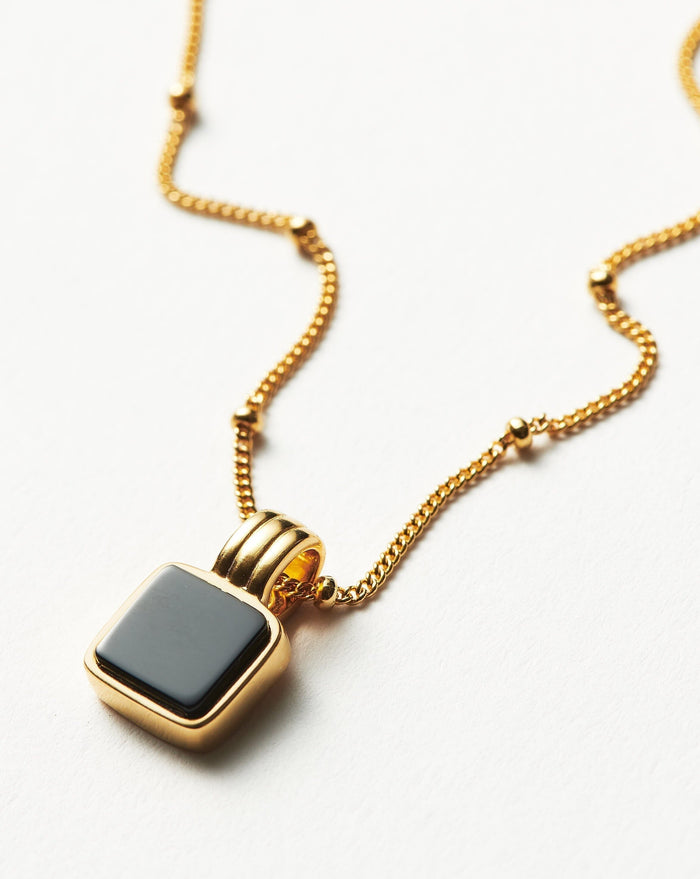 Lucy Williams Square Onyx Gemstone Necklace | 18ct Gold Plated Vermeil/Black Onyx Necklaces Missoma