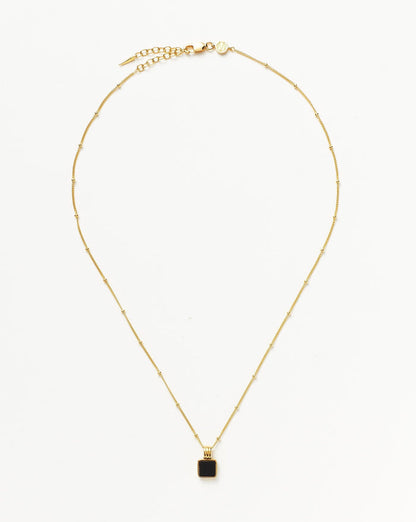 Lucy Williams Square Onyx Gemstone Necklace | 18ct Gold Plated Vermeil/Black Onyx Necklaces Missoma