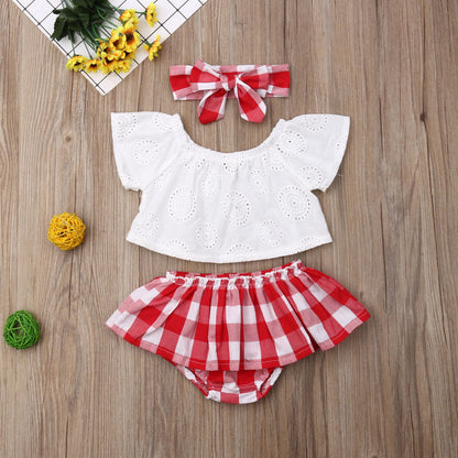 LYRA Plaid Crop Top Outfit with Headband