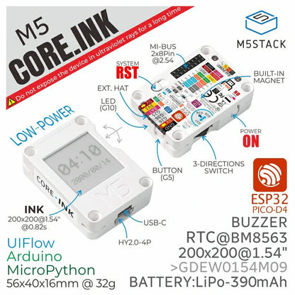 M5Stack CoreInk by M5Stack - The Pi Hut