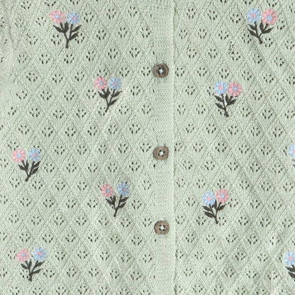 Mae Floral Pointelle Baby Sweater Knit Cardigan (Organic)