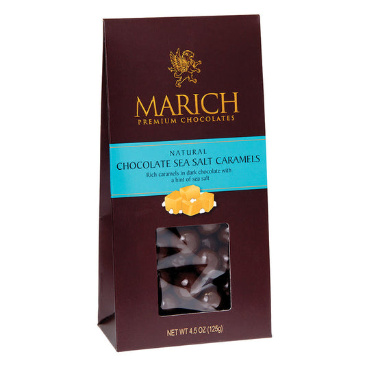 Marich Dark Chocolate Sea Salt Caramel Candy Gable Box - 12 Count