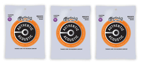 Martin MA535FX Flexible Core Acoustic Guitar Strings Custom Lite Phosphor Bronze (3-Pack)