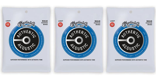 Martin MA540 Authentic Acoustic SP Strings - Phosphor Bronze Light (3-Pack)