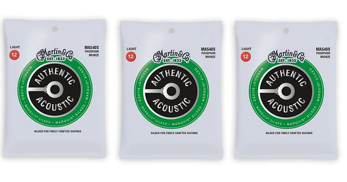 Martin MA540S Authentic Acoustic Marquis Silked Strings - Phosphor Bronze Light (3-Pack)