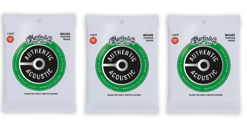 Martin MA540S Authentic Acoustic Marquis Silked Strings - Phosphor Bronze Light (3-Pack)