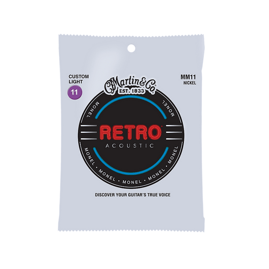 Martin MM11 Retro Monel Acoustic Guitar Strings, Custom Light, (11-52)