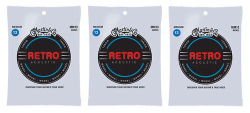 Martin MM13 Retro Monel Acoustic Guitar Strings 13-56 (3 Pack)