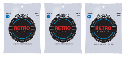 Martin MM13 Retro Monel Acoustic Guitar Strings 13-56 (3 Pack)