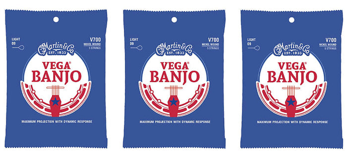 Martin V700 Vega Banjo Strings, Light (9-20) (3-Pack)