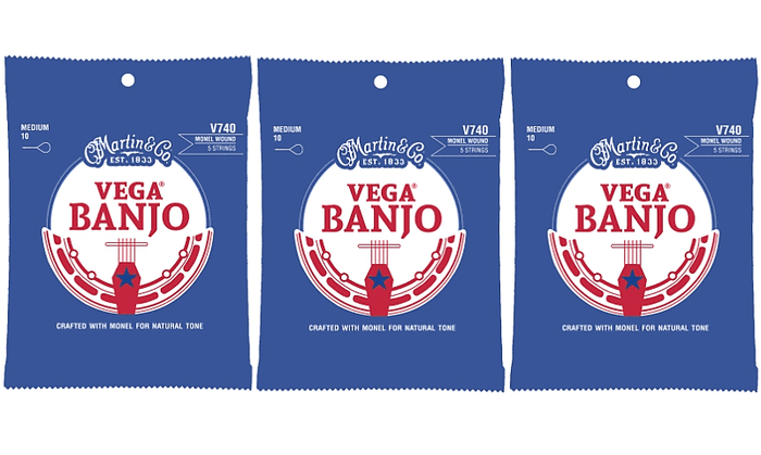 Martin V740 Monel Wound Vega Banjo Strings - Medium (3-Pack)