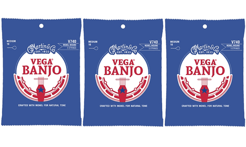 Martin V740 Monel Wound Vega Banjo Strings - Medium (3-Pack)