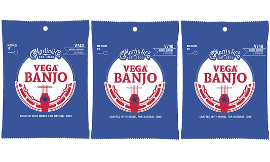 Martin V740 Monel Wound Vega Banjo Strings - Medium (3-Pack)