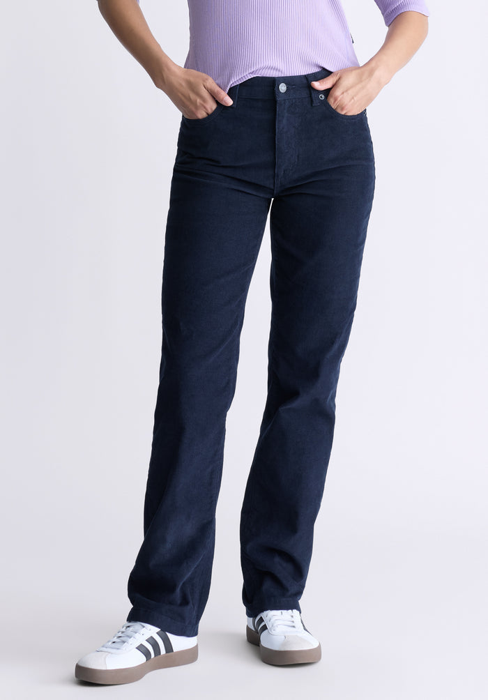 Buffalo Women Pants Navy Woven Denim Pants Rinse Wash Finish Easy-Care Styling
