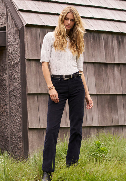 Buffalo Women Pants Navy Woven Denim Pants Rinse Wash Finish Easy-Care Styling