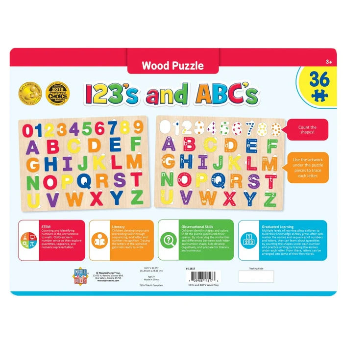 MasterPieces ABC 123 - 36 Piece Wood Jigsaw Puzzle