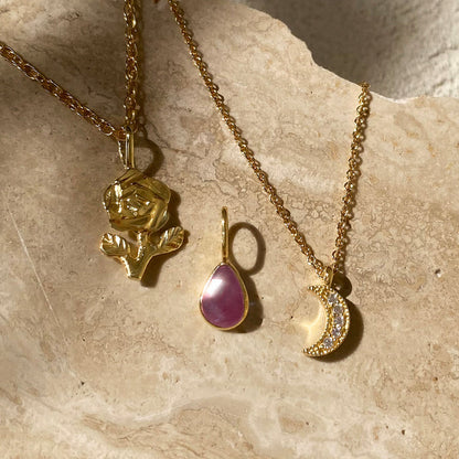 Mauve Sapphire Small Teardrop Gem Charm