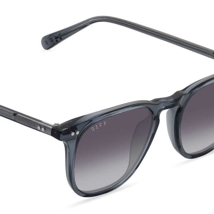 diff eyewear maxwell square sunglasses with a blue night sky frame and grey gradient polarized lens detailed view