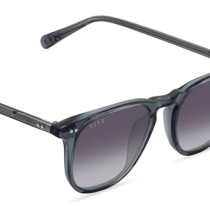 diff eyewear maxwell square sunglasses with a blue night sky frame and grey gradient polarized lens detailed view
