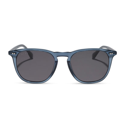 diff eyewear maxwell xl square sunglasses with a night sky blue acetate frame and grey polarized lenses front view