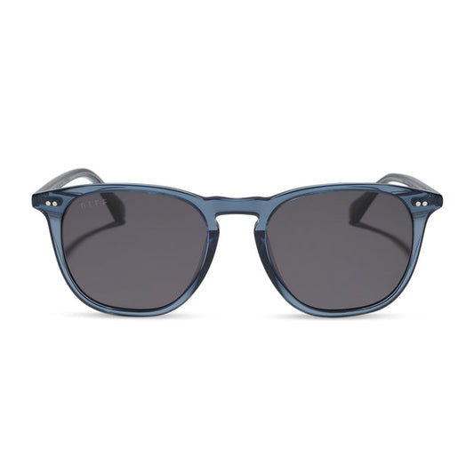 diff eyewear maxwell xl square sunglasses with a night sky blue acetate frame and grey polarized lenses front view