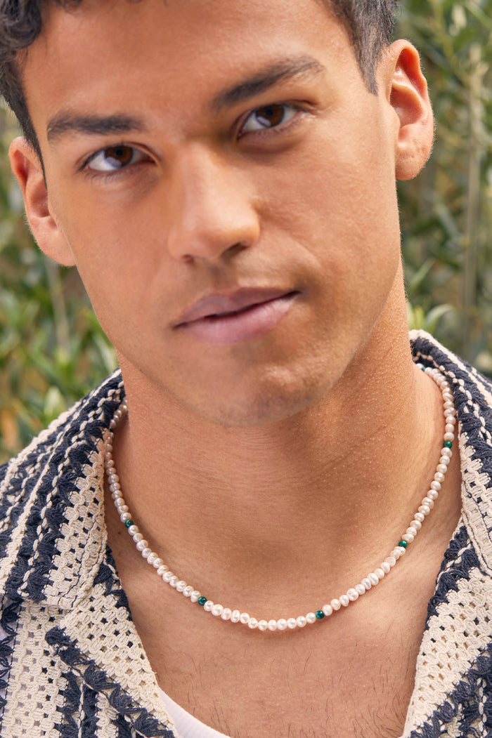Men's Pearl and Gemstone Necklace