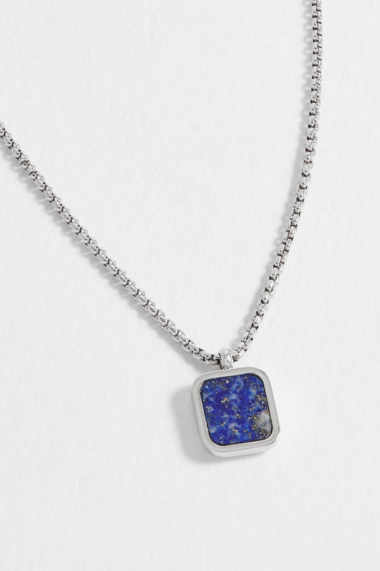 Men's Square Gemstone Pendant Necklace