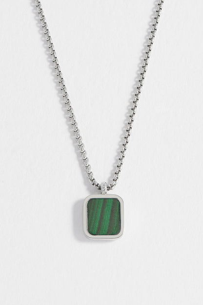 Men's Square Gemstone Pendant Necklace