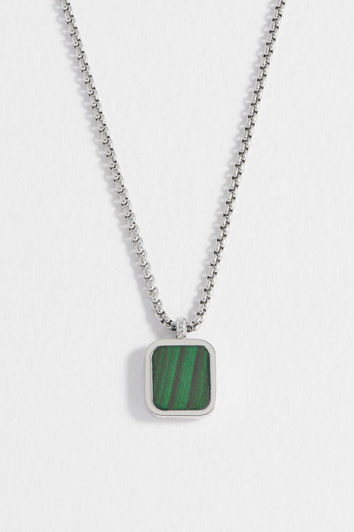Men's Square Gemstone Pendant Necklace