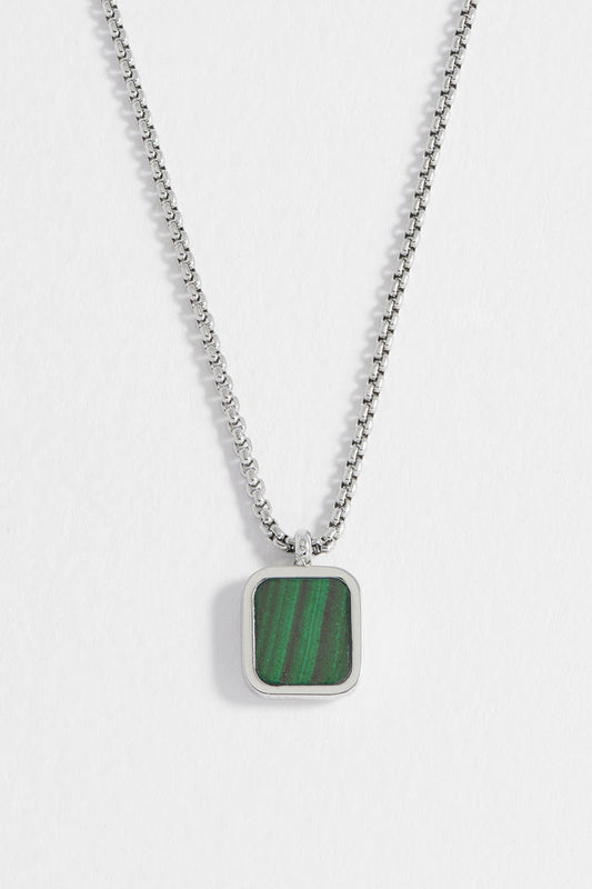Men's Square Gemstone Pendant Necklace