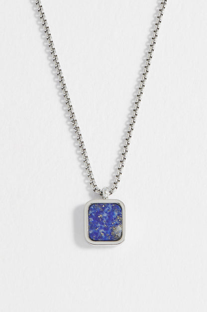 Men's Square Gemstone Pendant Necklace