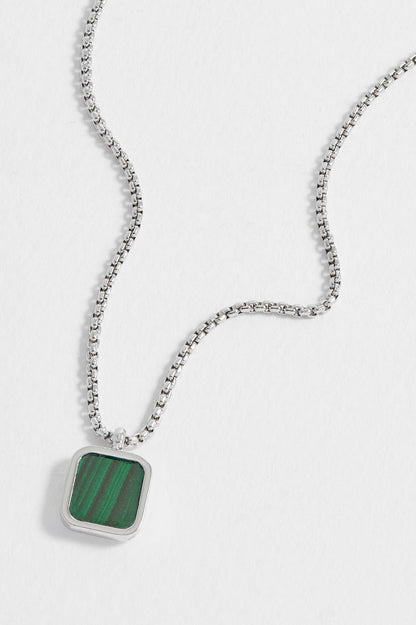 Men's Square Gemstone Pendant Necklace