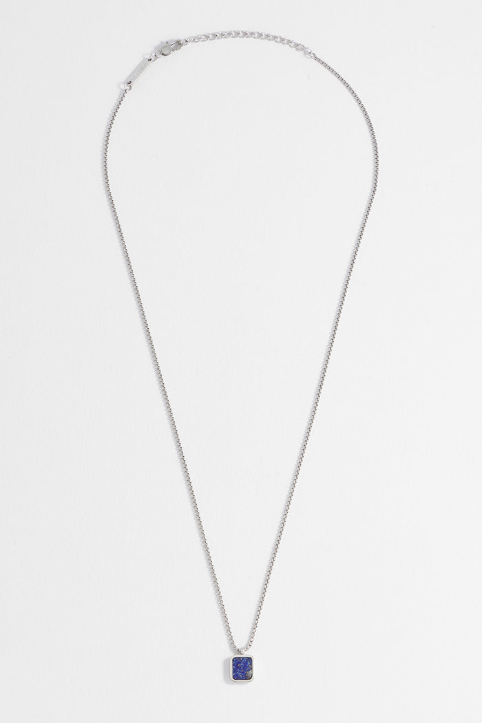 Men's Square Gemstone Pendant Necklace