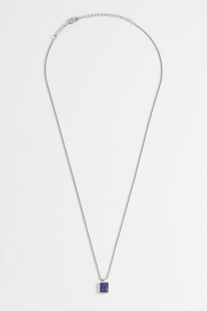 Men's Square Gemstone Pendant Necklace