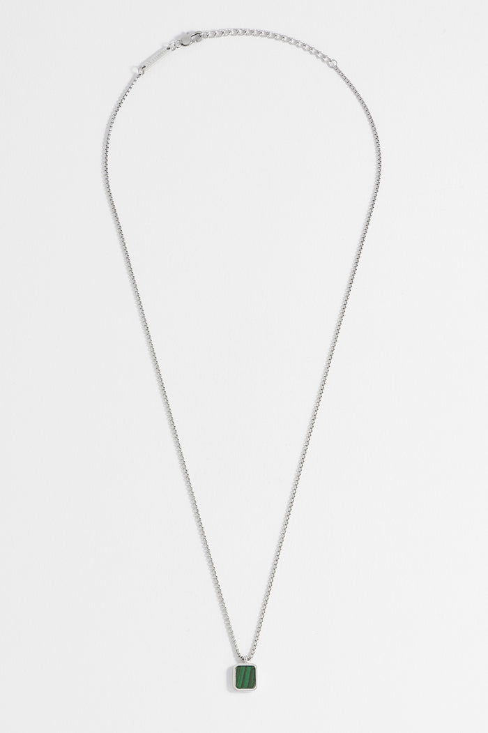 Men's Square Gemstone Pendant Necklace