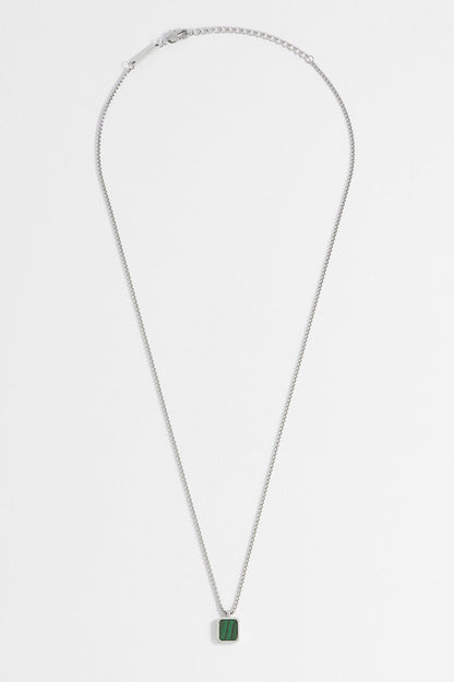 Men's Square Gemstone Pendant Necklace