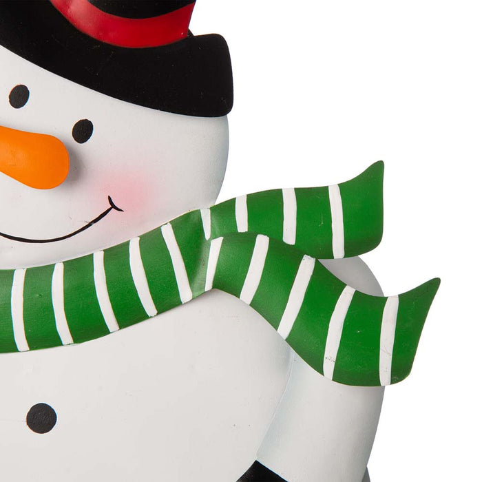 Metal Vertical or Horizontal "JOY" Snowman Family Yard Stake, Set Of 3