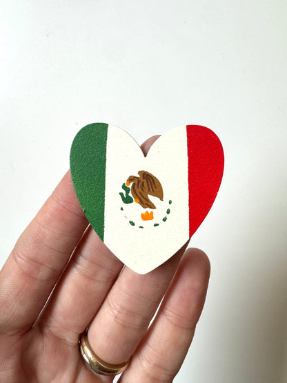 Mexican Flag Heart Magnet, Single