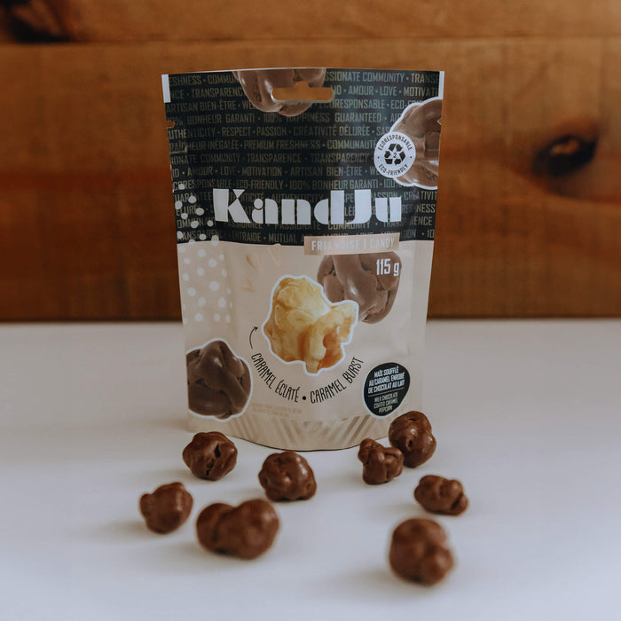 Milk chocolate coated caramel popcorn - 115 g