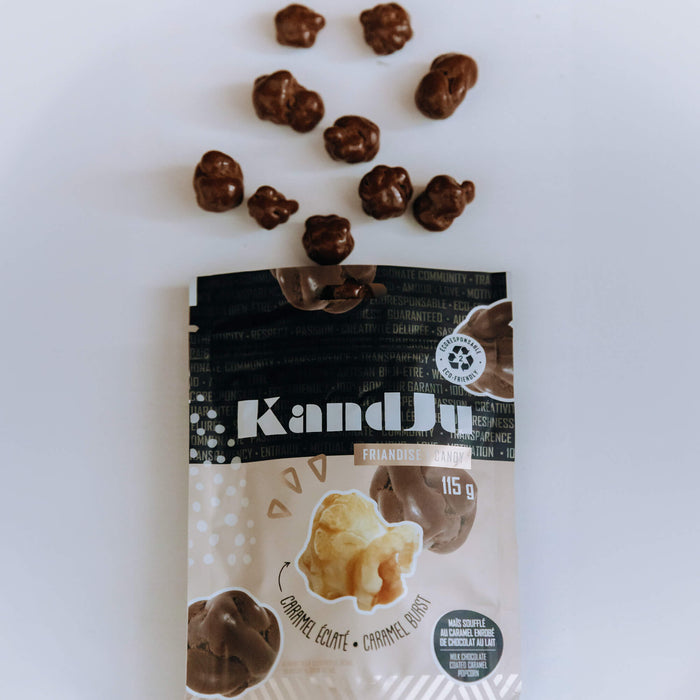 Milk chocolate coated caramel popcorn - 115 g