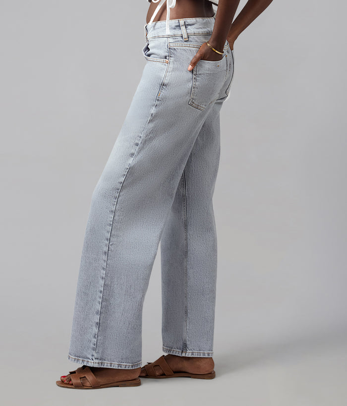 MIRO-MON Mid Rise Comfort Straight Jeans