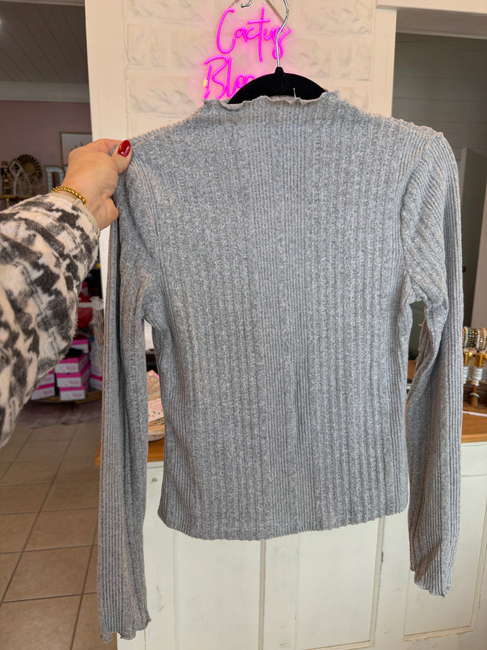 Mock Neck Ribbed Sweater